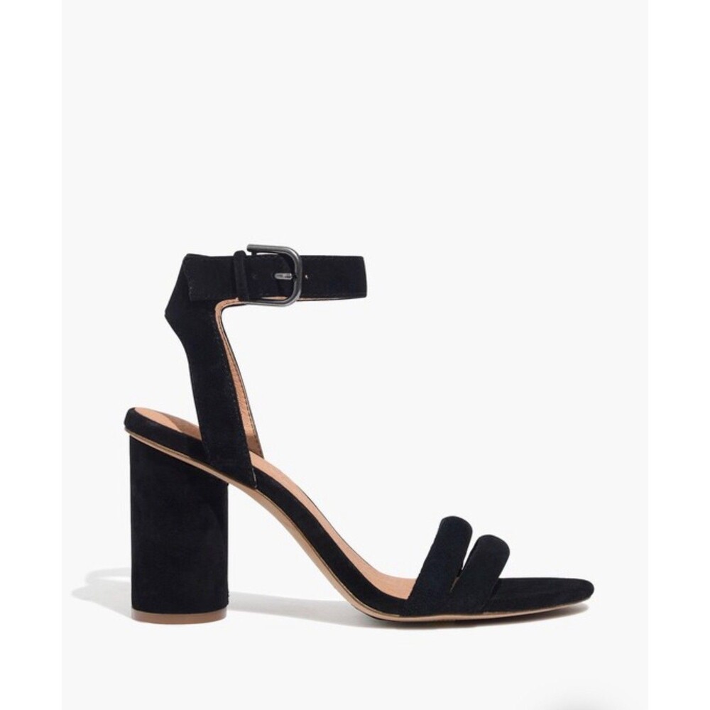 Madewell Womens Rosalie Black Suede Block Heel Ankle Strap Sandal Size 10 - Picture 2 of 11